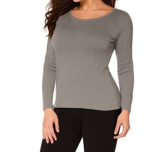 NEW ANGEL APPAREL long sleeve scoop neck tee in gray